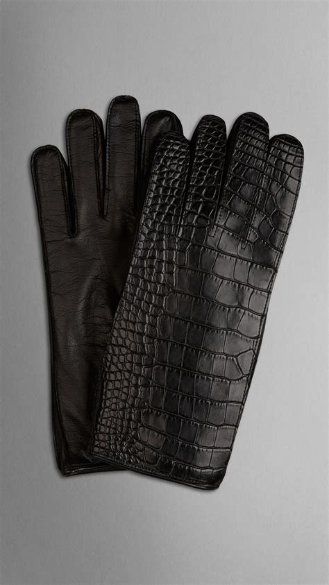 burberry men gloves crocodile crozzling real leather|Burberry Limited.